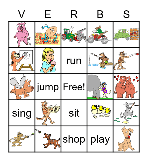 Action Verbs Bingo Card