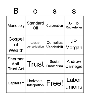 Robber Barons Bingo Card