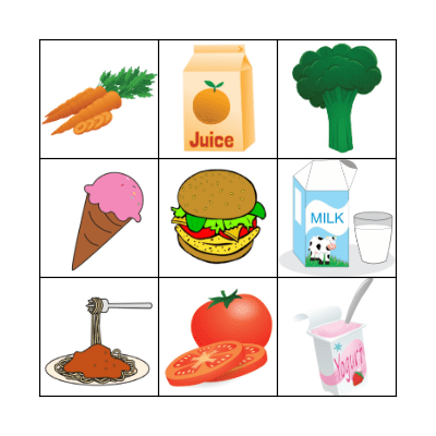 FOOD KINDER Bingo Card