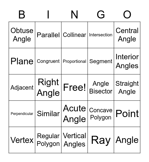 2.1 Geometry Vocab Bingo Card