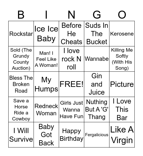 Baileys Birthday Bingo Card