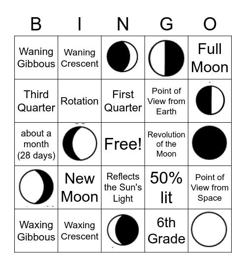 Phases of the Moon Bingo Card