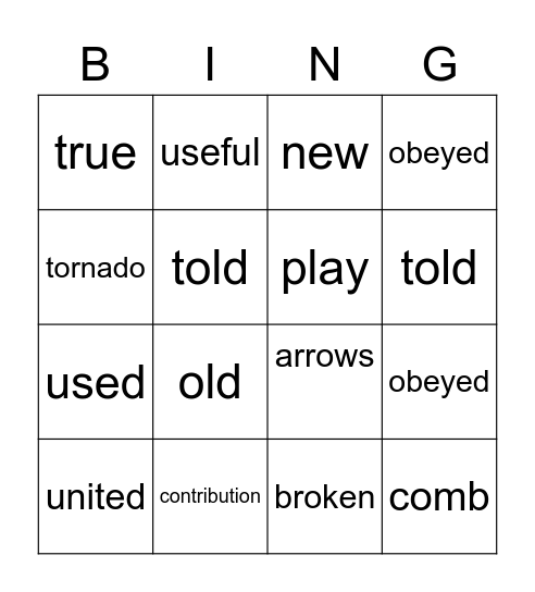 Fun Friday Bingo Card