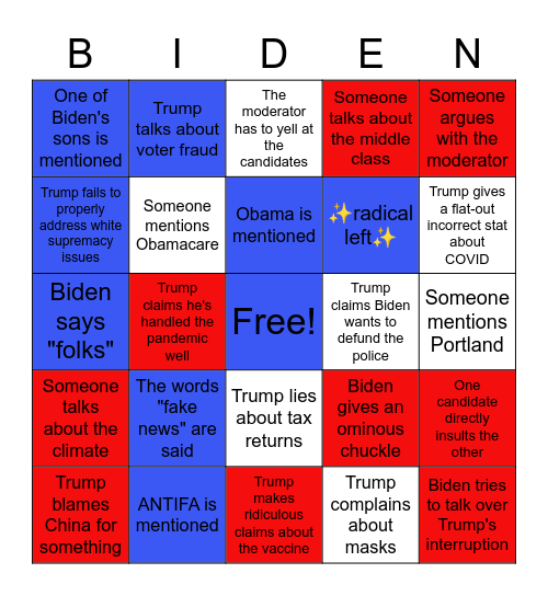 ~Presidential Debate #2~ Bingo Card