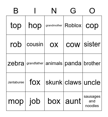 P2 Bingo for Friday :) Bingo Card