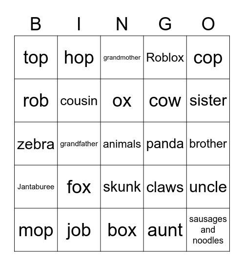 P2 Bingo for Friday :) Bingo Card