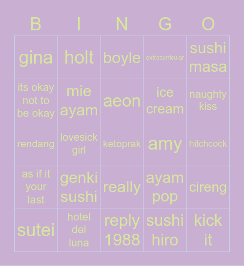 Seulgi Bingo Card