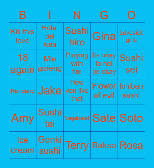 Cold Bingo Card