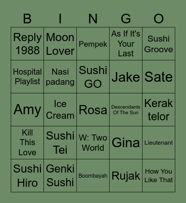 Zuzu Bingo Card