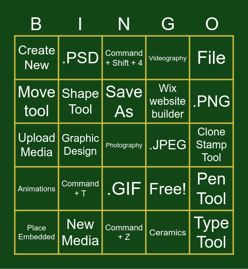 New Media Bingo Card