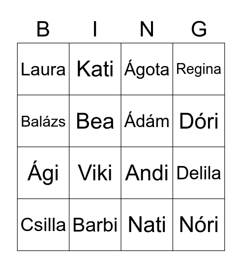BS for D Bingo Card