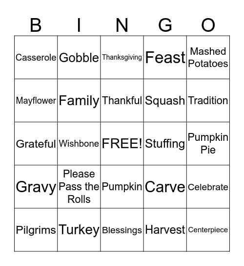 Thanksgiving Bingo Card