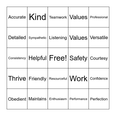 Customer Service Week 2020 Bingo Card