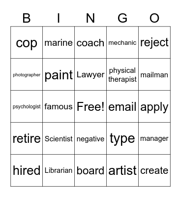 The winner card Bingo Card