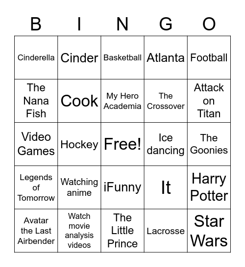 Advisory Bingo Card