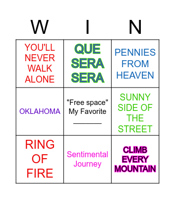 MUSICAL BINGO #! Bingo Card