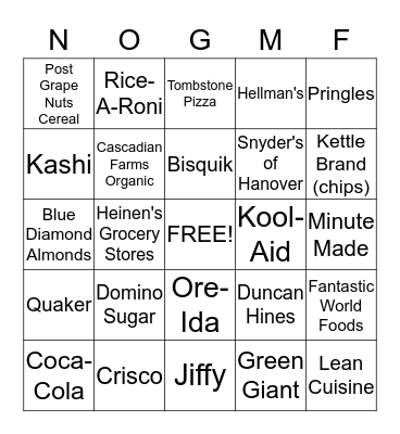 GMF Bingo Card