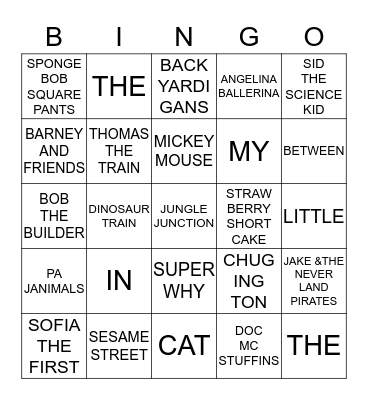 ZOE'S TEA PARTY GAME Bingo Card