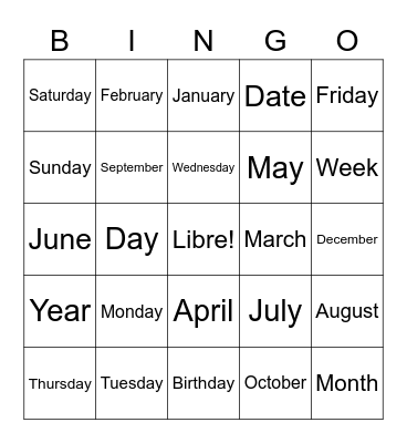 Le calendrier Bingo Card