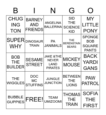 ZOE'S TEA PARTY GAME Bingo Card