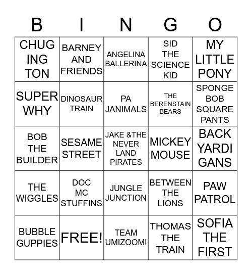 ZOE'S TEA PARTY GAME Bingo Card