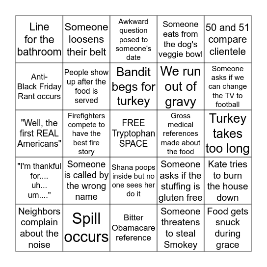 Friendsgiving Bingo Card