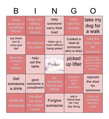 Acts of Kindness Bingo Card