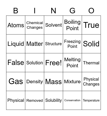 Matter BINGO Card