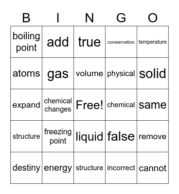 matter bingo Card