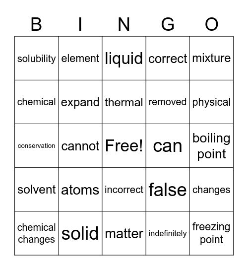 matter Bingo Card