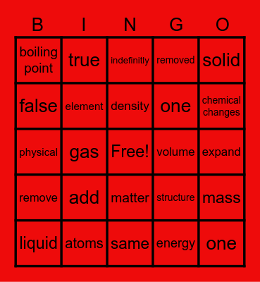 Matter BINGO Card