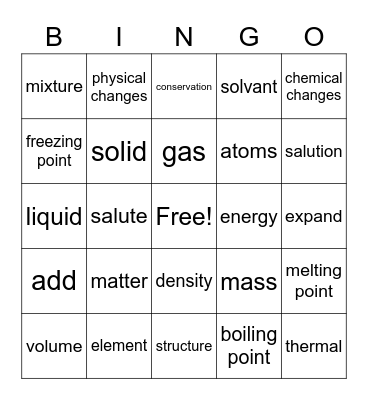 Matter BINGO Card