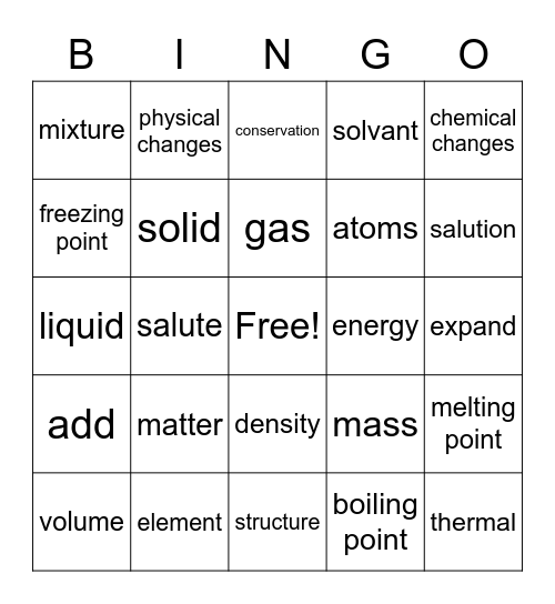Matter BINGO Card