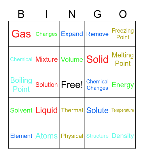 Matter Bingo Card