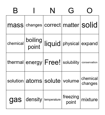 Science bingo Card