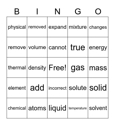Matter Bingo Card
