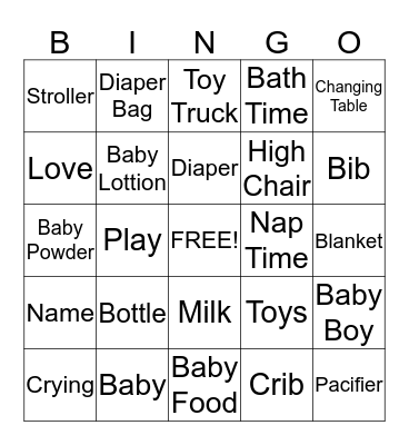 Baby Bingo Card