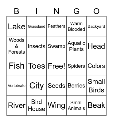 Bird of the Week - Words Bingo Card