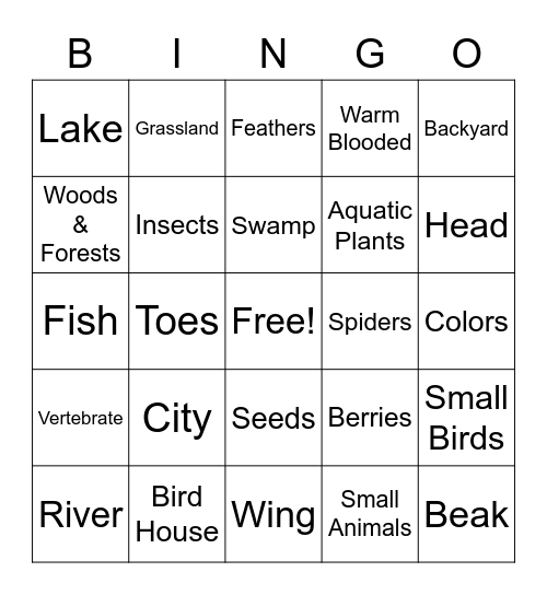 Bird of the Week - Words Bingo Card