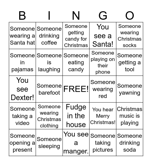 Chambers's Christmas Bingo Card