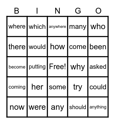 Step 2 sight words Bingo Card
