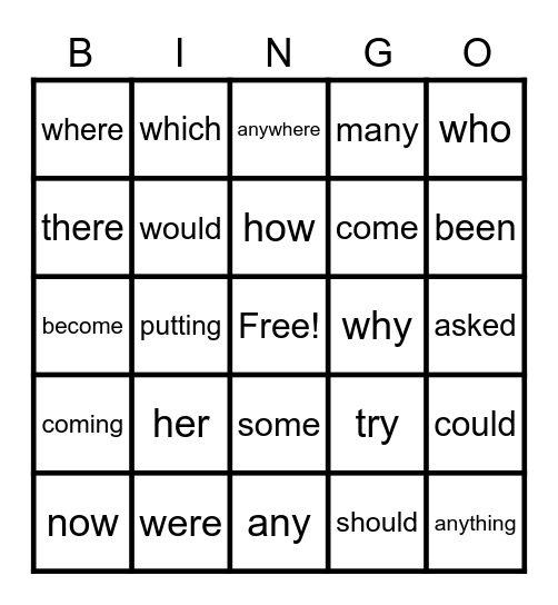 Step 2 sight words Bingo Card