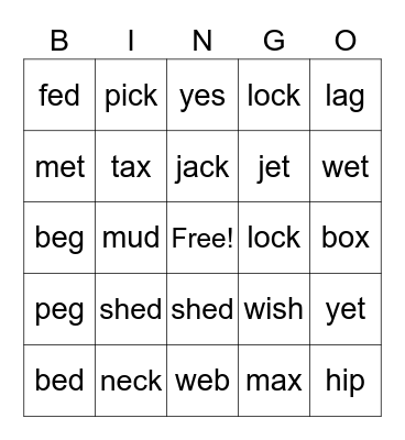 Words with digraphs! Bingo Card