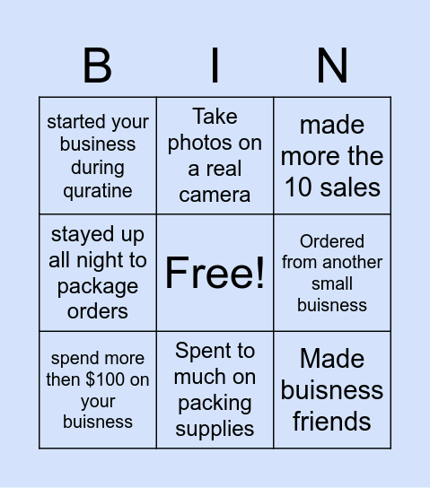 SMALL BUISNESS BINGO! Bingo Card