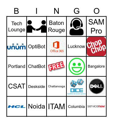 DICE Customer Service Week Bingo Card