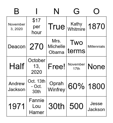 Wheeler YA Voting Bingo Card