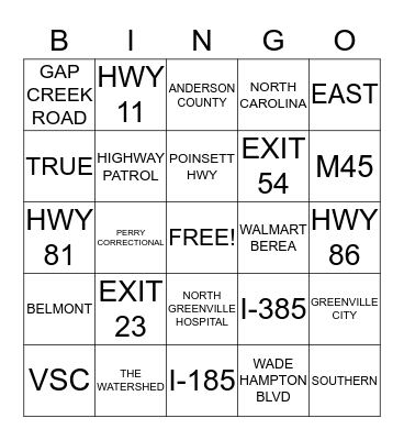 STREET SCHOOL BINGO Card