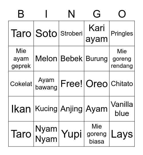 Sehun's bingo Card