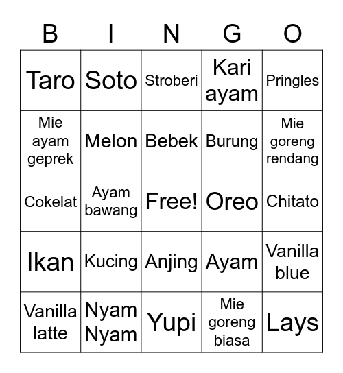 Sehun's bingo Card