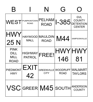 STREET SCHOOL BINGO Card